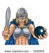 Vector Illustration of Viking Trojan Celtic Knight Bowling Warrior Lady by AtStockIllustration