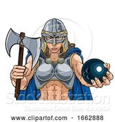 Vector Illustration of Viking Trojan Celtic Knight Bowling Warrior Lady by AtStockIllustration