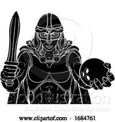 Vector Illustration of Viking Trojan Celtic Knight Bowling Warrior Lady by AtStockIllustration