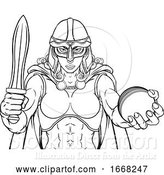 Vector Illustration of Viking Trojan Celtic Knight Cricket Warrior Lady by AtStockIllustration
