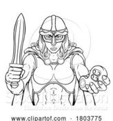 Vector Illustration of Viking Trojan Celtic Knight Gamer Warrior Lady by AtStockIllustration