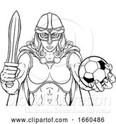 Vector Illustration of Viking Trojan Celtic Knight Soccer Warrior Lady by AtStockIllustration