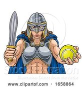 Vector Illustration of Viking Trojan Celtic Knight Tennis Warrior Lady by AtStockIllustration