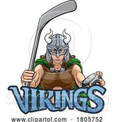 Vector Illustration of Viking Warrior Lady Ice Hockey Sports Team Mascot by AtStockIllustration