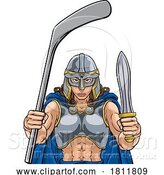 Vector Illustration of Viking Warrior Lady Ice Hockey Sports Team Mascot by AtStockIllustration