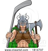 Vector Illustration of Viking Warrior Lady Ice Hockey Sports Team Mascot by AtStockIllustration