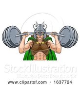 Vector Illustration of Viking Warrior Lady Weightlifter Lifting Barbell by AtStockIllustration