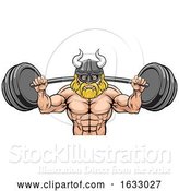 Vector Illustration of Viking Weight Lifting Body Building Mascot by AtStockIllustration