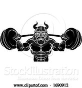 Vector Illustration of Viking Weight Lifting Body Building Mascot by AtStockIllustration