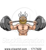 Vector Illustration of Viking Weight Lifting Mascot Muscle Gym by AtStockIllustration