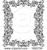 Vector Illustration of Vintage Filigree Frame Border Pattern Scroll Leaf by AtStockIllustration