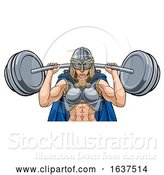 Vector Illustration of Warrior Lady Weightlifter Lifting Barbell by AtStockIllustration