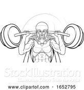 Vector Illustration of Warrior Lady Weightlifter Lifting Barbell by AtStockIllustration