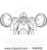 Vector Illustration of Warrior Lady Weightlifter Lifting Barbell by AtStockIllustration
