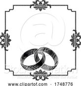 Vector Illustration of Wedding Band Rings Intertwined Woodcut Invite by AtStockIllustration