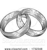 Vector Illustration of Wedding Rings Bands Intertwined Vintage Woodcut by AtStockIllustration