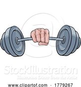 Vector Illustration of Weight Lifting Fist Hand Holding Barbell Concept by AtStockIllustration