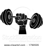 Vector Illustration of Weight Lifting Fist Hand Holding Barbell Concept by AtStockIllustration