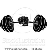 Vector Illustration of Weight Lifting Fist Hand Holding Barbell Concept by AtStockIllustration