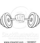 Vector Illustration of Weight Lifting Fist Hand Holding Barbell Concept by AtStockIllustration