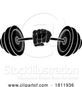 Vector Illustration of Weight Lifting Fist Hand Holding Barbell Concept by AtStockIllustration