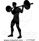 Vector Illustration of Weight Lifting Guy Weightlifting Silhouette by AtStockIllustration