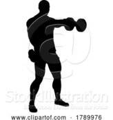 Vector Illustration of Weight Lifting Guy Weightlifting Silhouette by AtStockIllustration