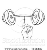 Vector Illustration of Weight Lifting Hand Finger Holding Barbell Concept by AtStockIllustration