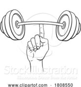 Vector Illustration of Weightlifting Hand Finger Holding Barbell Concept by AtStockIllustration