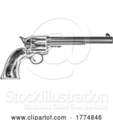 Vector Illustration of Western Cowboy Gun Pistol Revolver Woodcut Style by AtStockIllustration