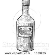 Vector Illustration of Whiskey or Whisky Glass Bottle Woodcut Etching by AtStockIllustration