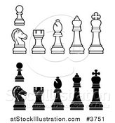 Vector Illustration of White and Black Chess Pieces by AtStockIllustration
