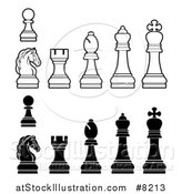 Vector Illustration of White and Black Chess Pieces by AtStockIllustration