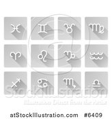 Vector Illustration of White Astrology Horoscope Symbol Icons on Flat Design Gray Tiles with Shadows by AtStockIllustration