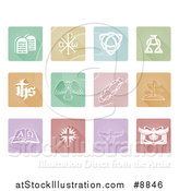 Vector Illustration of White Christian Icons on Pastel Tiles by AtStockIllustration