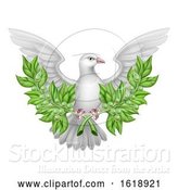 Vector Illustration of White Dove Peace with Olive Branch by AtStockIllustration