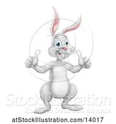 Vector Illustration of White Easter Bunny Rabbit Giving Two Thumbs up by AtStockIllustration