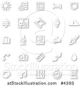Vector Illustration of White Minimalist Icons with Shadows by AtStockIllustration