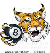 Vector Illustration of Wildcat Angry Pool 8 Ball Billiards Mascot by AtStockIllustration