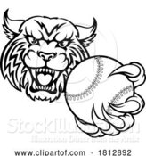 Vector Illustration of Wildcat Bobcat Cat Cougar Baseball Softball Mascot by AtStockIllustration