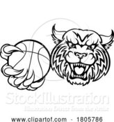 Vector Illustration of Wildcat Bobcat Cat Cougar Basketball Ball Mascot by AtStockIllustration