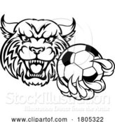 Vector Illustration of Wildcat Bobcat Cat Cougar Soccer Football Mascot by AtStockIllustration