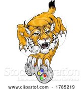 Vector Illustration of Wildcat Bobcat Gamer Video Game Animal Team Mascot by AtStockIllustration