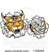 Vector Illustration of Wildcat Bobcat Gamer Video Game Animal Team Mascot by AtStockIllustration