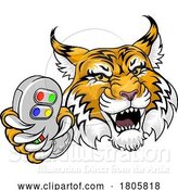 Vector Illustration of Wildcat Bobcat Gamer Video Game Animal Team Mascot by AtStockIllustration