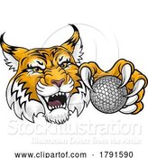 Vector Illustration of Wildcat Bobcat Golf Ball Sport Team Mascot by AtStockIllustration