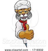 Vector Illustration of Wildcat Chef Mascot Sign Character by AtStockIllustration