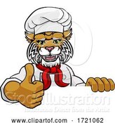 Vector Illustration of Wildcat Chef Mascot Sign Character by AtStockIllustration