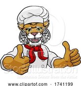 Vector Illustration of Wildcat Chef Mascot Sign Character by AtStockIllustration
