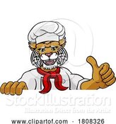 Vector Illustration of Wildcat Chef Mascot Sign Character by AtStockIllustration